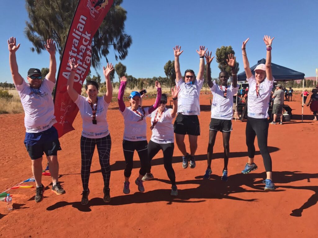 Ken and fellow runners at the Australia Outback Half Marathon